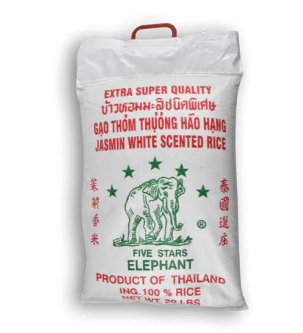 FIVE STARS ELEPHANT Jasmin White Scented Rice 20 LBS