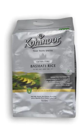 KOHINOOR Extra Fine Basmati Rice 10 LBS